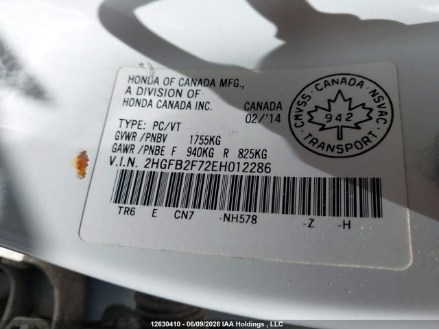 Honda Civic Touring 2014 2HGFB2F72EH012286 Image 18