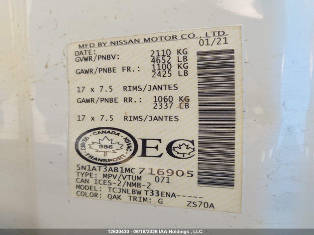 Nissan Rogue 2021 5N1AT3AB1MC716905 Image 9