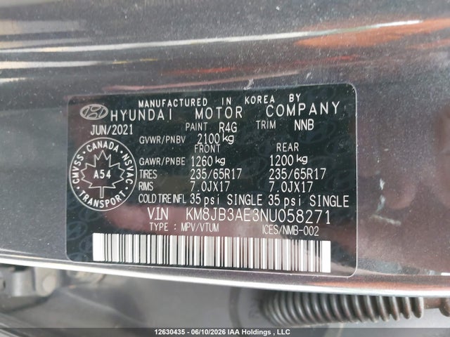 KM8JB3AE3NU058271 Hyundai Tucson Essential Fwd