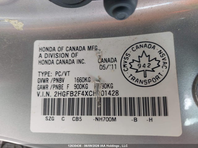 Продаж на аукціоні авто 2012 Honda Civic Lx, vin: 2HGFB2F4XCH101428, номер лоту: 12630436