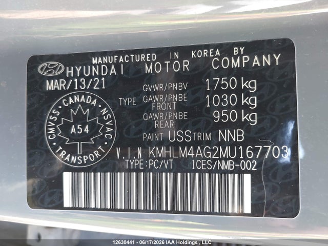 Aukcja sprzedaży 2021 Hyundai Elantra Preferred Ivt With Sun And Tech Package, vin: KMHLM4AG2MU167703, numer aukcji: 12630441