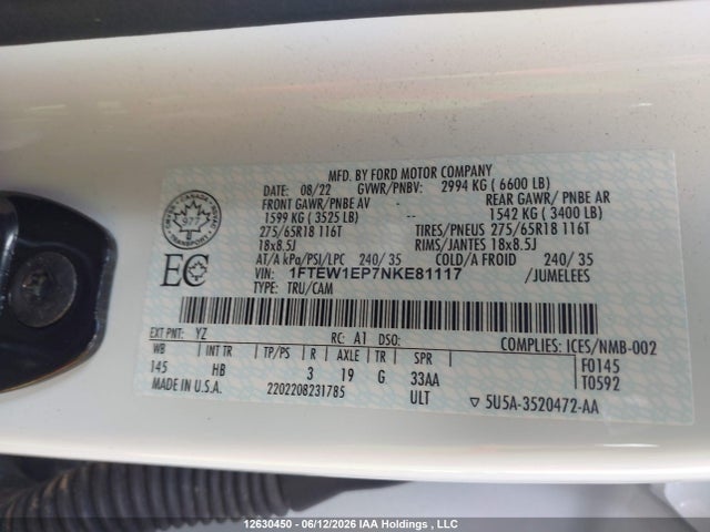 Ford F-150 Lariat 2022 1FTEW1EP7NKE81117 Image 20
