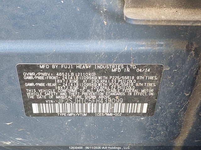 Продажа на аукционе авто 2015 Subaru Forester 2.0xt Limited Package, vin: JF2SJHTC5FH439099, номер лота: 12630458
