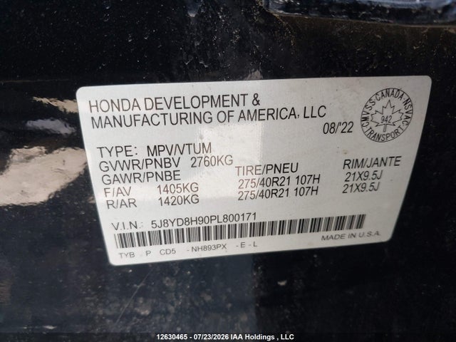 5J8YD8H90PL800171 Acura MDX TYPE S