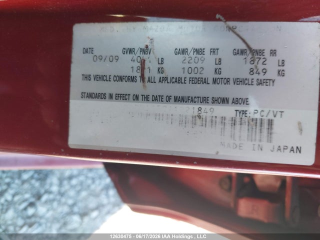 Aukcja sprzedaży 2010 Mazda Mazda3 Gt, vin: JM1BL1S50A1221849, numer aukcji: 12630475