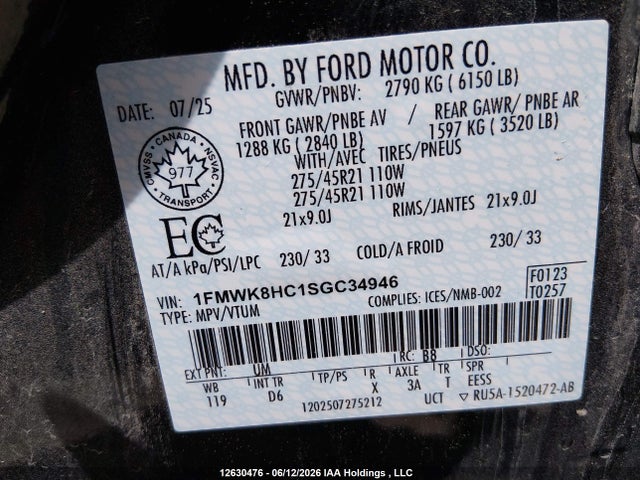 Ford Explorer Platinum 2025 1FMWK8HC1SGC34946 Image 9