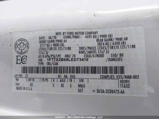 Ford F-250 Xl 2020 1FT7X2B69LED73410 Image 9