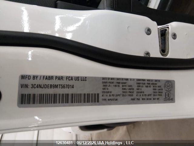 Aukcja sprzedaży 2021 Jeep Compass Altitude, vin: 3C4NJDEB9MT567014, numer aukcji: 12630481