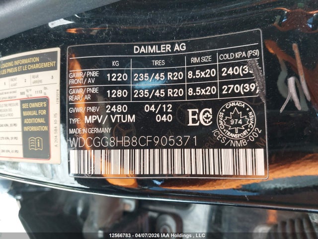 Продажа на аукционе авто 2012 Mercedes-benz Glk 350 4matic, vin: WDCGG8HB8CF905371, номер лота: 12566783