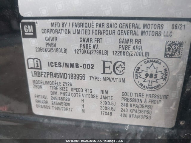 LRBFZPR45MD183956 Buick Envision Essence