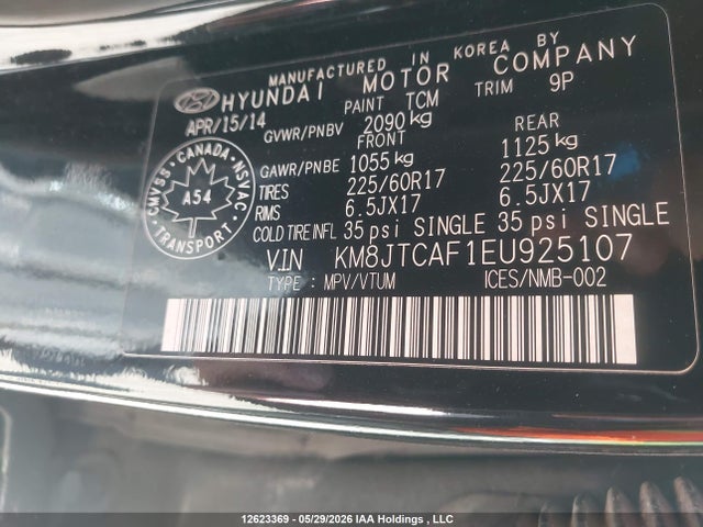 Aukcja sprzedaży 2014 Hyundai Tucson Gl, vin: KM8JTCAF1EU925107, numer aukcji: 12623369