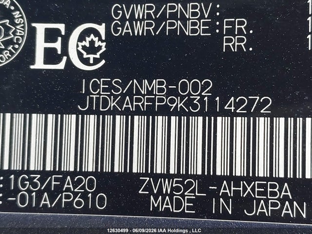 Aukcja sprzedaży 2019 Toyota Prius Prime Upgrade, vin: JTDKARFP9K3114272, numer aukcji: 12630499