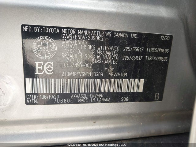 Toyota RAV4 2021 2T3W1RFV6MC110309 Image 9