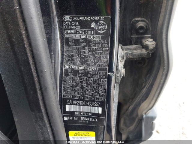 SALVP2RX4JH304957 Land Rover Range Rover Evoque Se