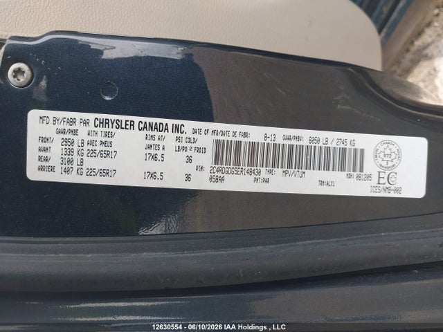 2014 Dodge Grand Caravan Crew მანქანა იყიდება აუქციონზე, vin: 2C4RDGDG5ER148430, აუქციონის ნომერი: 12630554