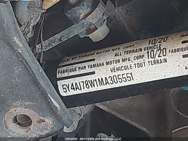 12630560 :رقم المزاد ، 5Y4AJ78W1MA305551 vin ، 2021 Yamaha Yfm450 K مزاد بيع