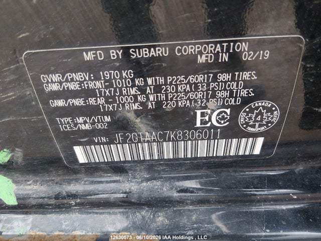 Продаж на аукціоні авто 2019 Subaru Crosstrek Convenience, vin: JF2GTAAC7K8306011, номер лоту: 12630573