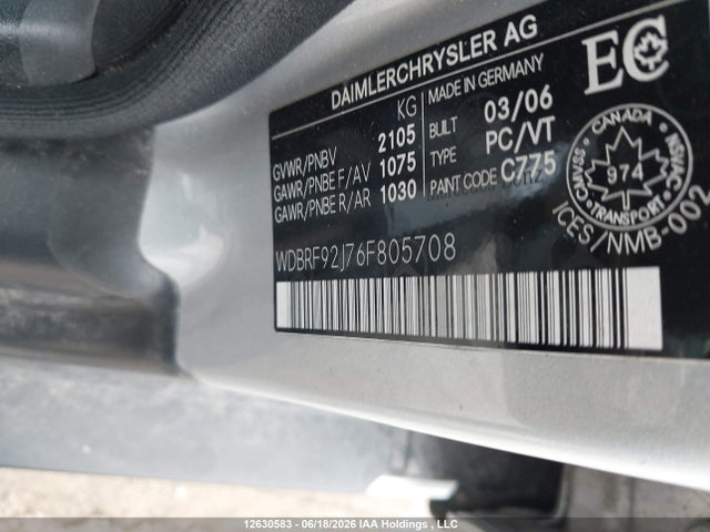 12630583 :رقم المزاد ، WDBRF92J76F805708 vin ، 2006 Mercedes-benz C 280 4matic/elegance 4matic مزاد بيع