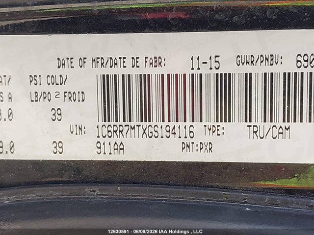 1C6RR7MTXGS194116 RAM 1500 Sport