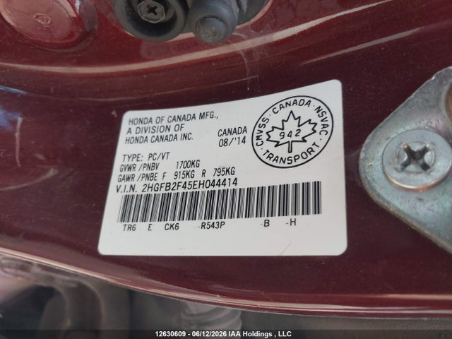 Honda Civic Lx 2014 2HGFB2F45EH044414 Image 9