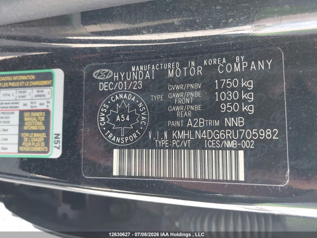 12630627 :رقم المزاد ، KMHLN4DG6RU705982 vin ، 2024 Hyundai Elantra مزاد بيع