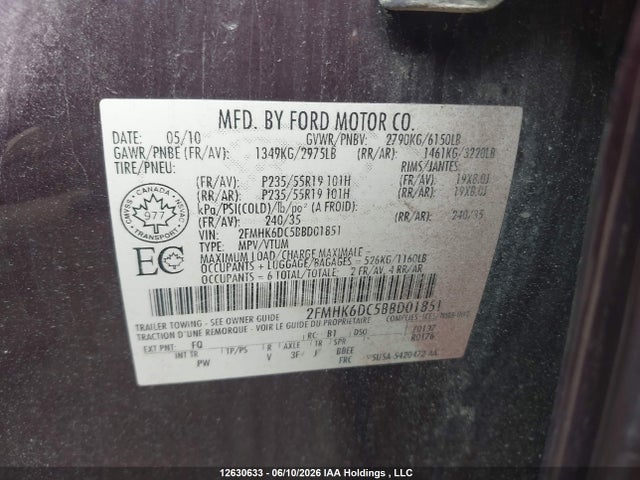 Продажа на аукционе авто 2011 Ford Flex Limited, vin: 2FMHK6DC5BBD01851, номер лота: 12630633