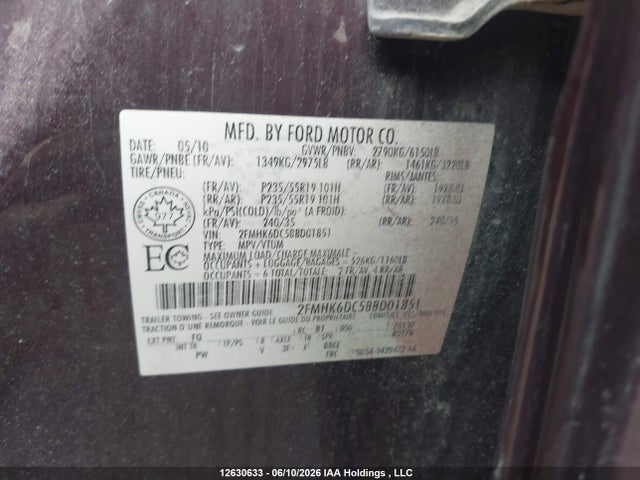 Продажа на аукционе авто 2011 Ford Flex Limited, vin: 2FMHK6DC5BBD01851, номер лота: 12630633