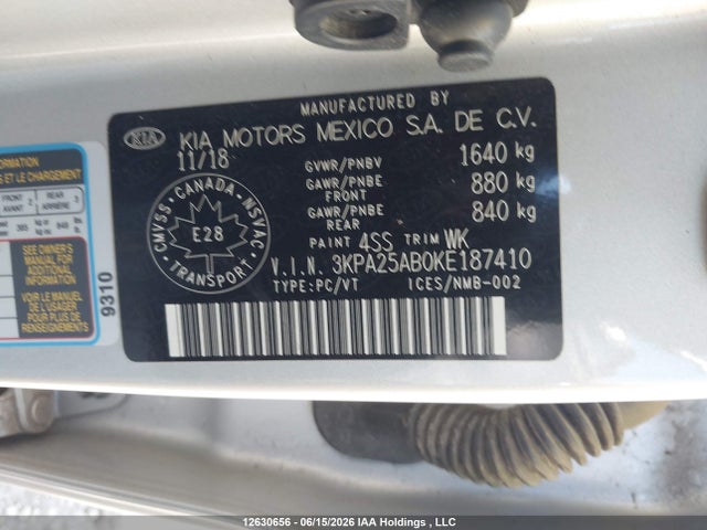 Продажа на аукционе авто 2019 Kia Rio S, vin: 3KPA25AB0KE187410, номер лота: 12630656