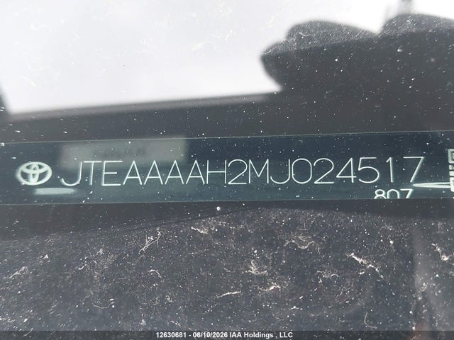 12630681 :رقم المزاد ، JTEAAAAH2MJ024517 vin ، 2021 Toyota Venza Le/xle/limited مزاد بيع