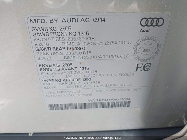 Audi Q5 Tdi/premium Plus 2015 WA1LMCFP0FA047694 Image 9