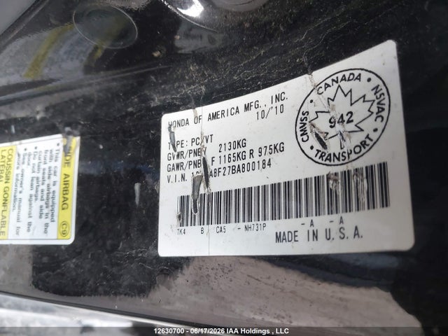 Aukcja sprzedaży 2011 Acura Tl, vin: 19UUA8F27BA800184, numer aukcji: 12630700