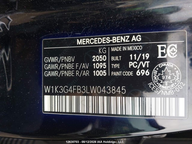 W1K3G4FB3LW043845 Mercedes-Benz A 220 4matic