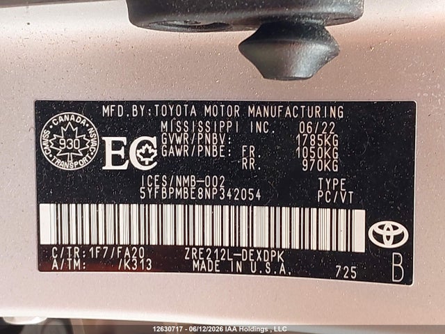 Toyota Corolla Le/xle 2022 5YFBPMBE8NP342054 Image 9