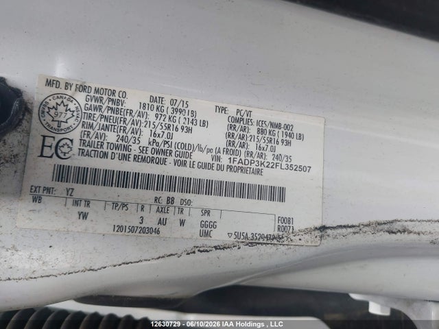 Ford FOCUS SE 2015 1FADP3K22FL352507 Image 19