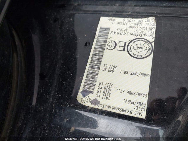 1N4AL3AP6HN342842 Nissan Altima 2.5/2.5 S/2.5 Sl/2.5 Sr/2.5 Sv