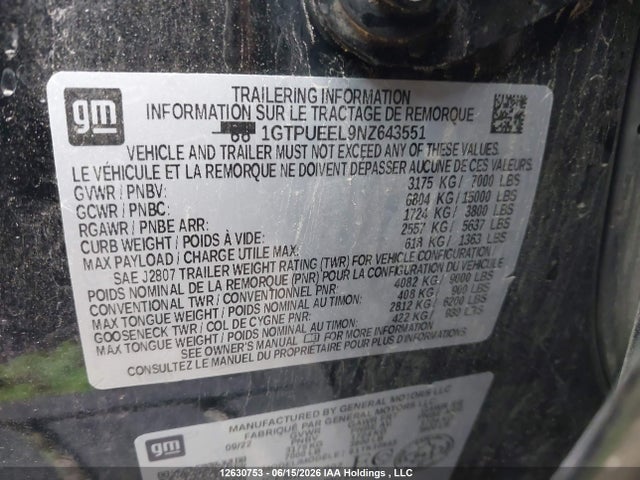 1GTPUEEL9NZ643551 GMC Sierra 1500 At4