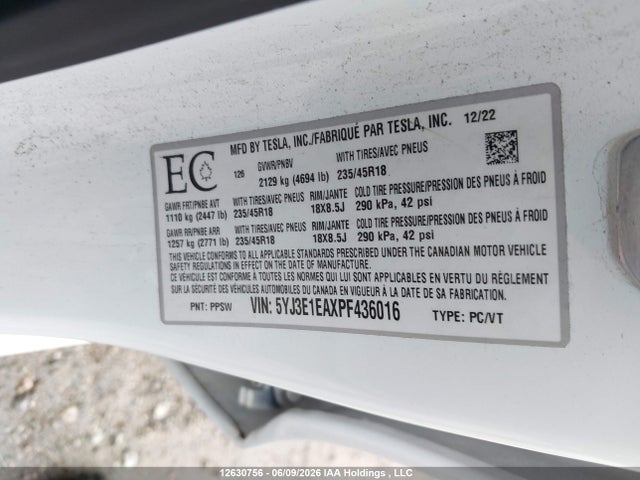 Tesla MODEL 3 2023 5YJ3E1EAXPF436016 Image 15