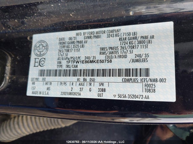 Ford F150 Supercrew 2021 1FTFW1E86MKE50758 Image 17