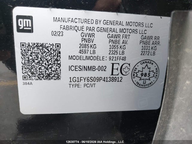 2023 Chevrolet Bolt Euv Lt მანქანა იყიდება აუქციონზე, vin: 1G1FY6S09P4138912, აუქციონის ნომერი: 12630774