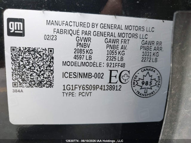2023 Chevrolet Bolt Euv Lt მანქანა იყიდება აუქციონზე, vin: 1G1FY6S09P4138912, აუქციონის ნომერი: 12630774