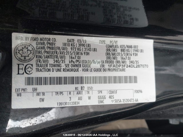 Aukcja sprzedaży 2013 Ford Focus Se, vin: 1FADP3F24DL287070, numer aukcji: 12630815