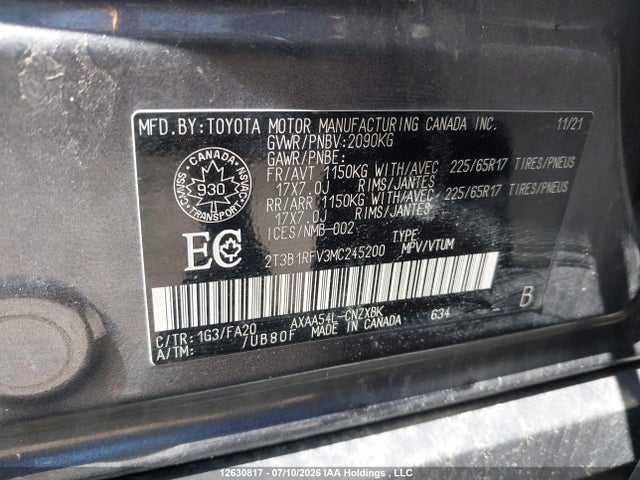Toyota RAV4 LE 2021 2T3B1RFV3MC245200 Image 9