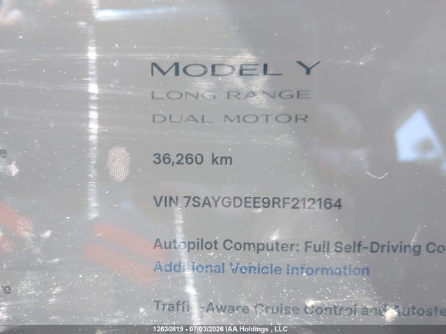 Aukcja sprzedaży 2024 Tesla Model Y Long Range, vin: 7SAYGDEE9RF212164, numer aukcji: 12630819