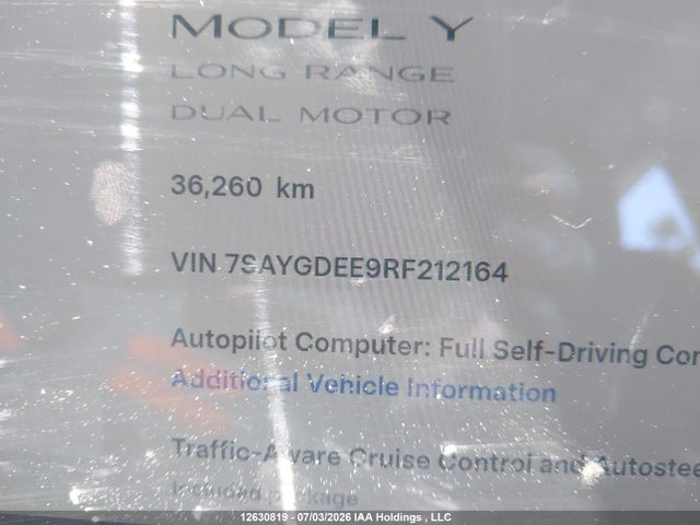 Aukcja sprzedaży 2024 Tesla Model Y Long Range, vin: 7SAYGDEE9RF212164, numer aukcji: 12630819