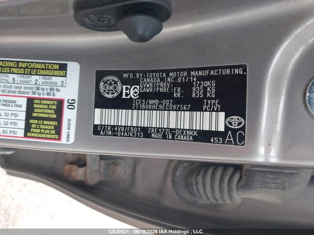 2014 Toyota Corolla Le მანქანა იყიდება აუქციონზე, vin: 2T1BURHE9EC097567, აუქციონის ნომერი: 12630821