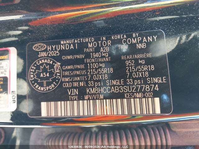 Продаж на аукціоні авто 2025 Hyundai Kona Sel, vin: KM8HCCAB3SU277874, номер лоту: 12630836
