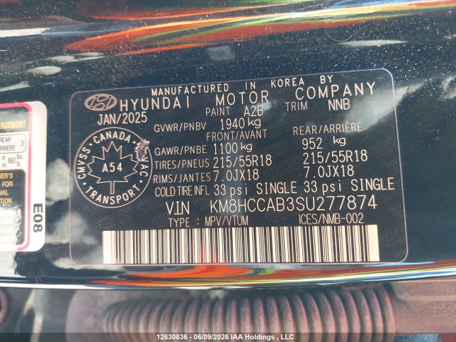 Продаж на аукціоні авто 2025 Hyundai Kona Sel, vin: KM8HCCAB3SU277874, номер лоту: 12630836