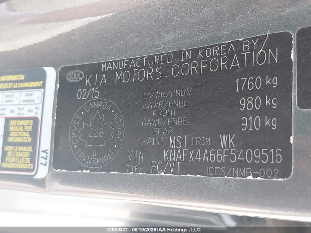 KNAFX4A66F5409516 KIA Forte