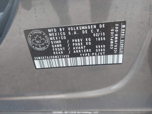 Продаж на аукціоні авто 2013 Volkswagen Jetta 2.0l Trendline/2.0l Trendline+, vin: 3VW2K7AJ3DM271430, номер лоту: 12630865