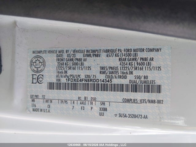 Aukcja sprzedaży 2024 Ford Econoline E450 Super Duty Cutaway Van, vin: 1FDXE4FN8RDD14345, numer aukcji: 12630868